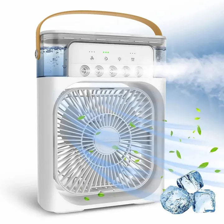 3 in 1 Portable Table Air Conditioner Fan Ice Water Mist Mini Cooler with LED Timer
