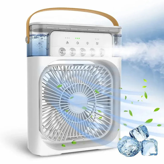 3 in 1 Portable Table Air Conditioner Fan Ice Water Mist Mini Cooler with LED Timer