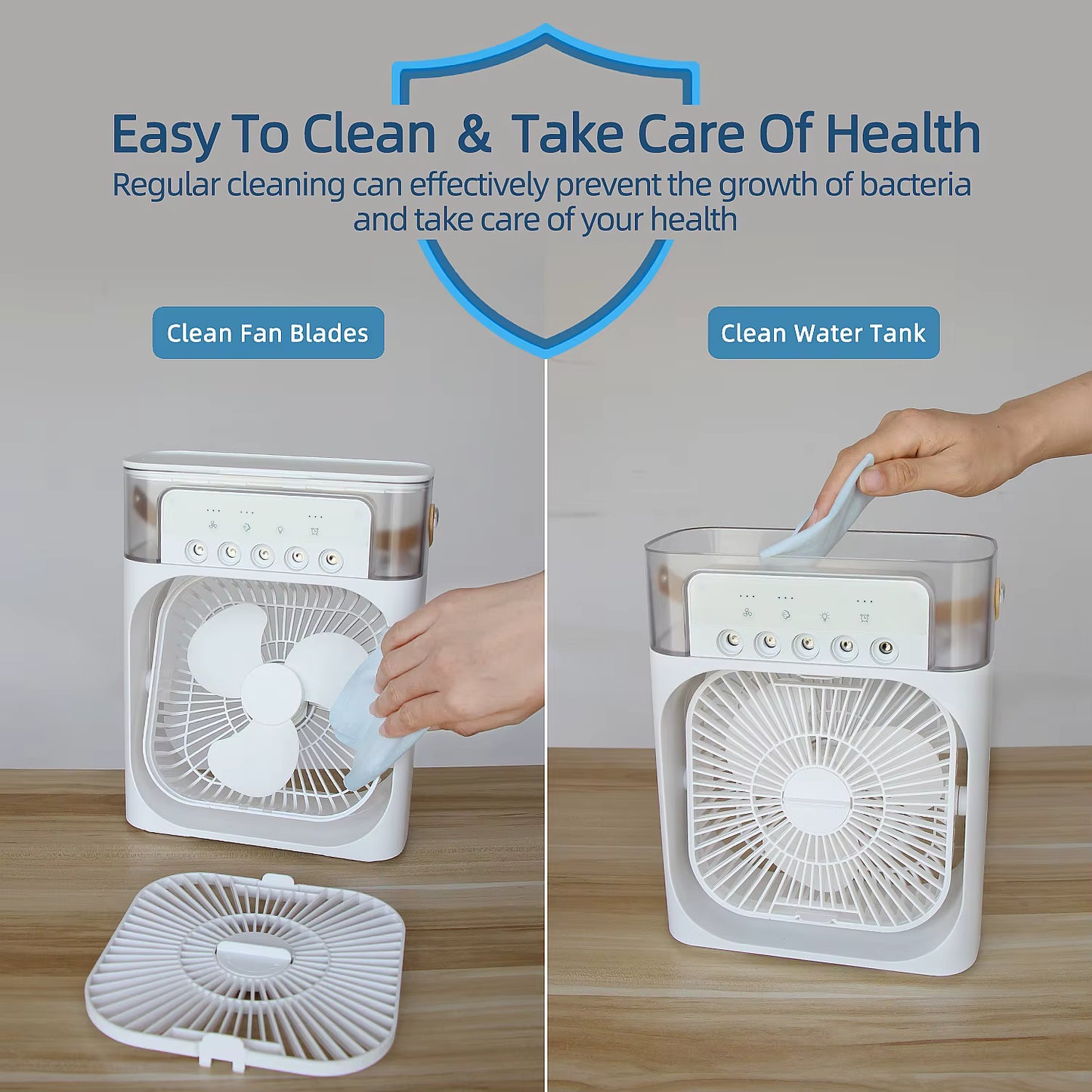 3 in 1 Portable Mini Air Cooler Fan with Ice Water Mist & LED Timer — Beat the Heat!