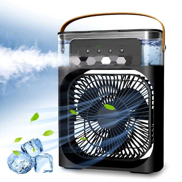 3 in 1 Portable Mini Air Cooler Fan with Ice Water Mist & LED Timer — Beat the Heat!