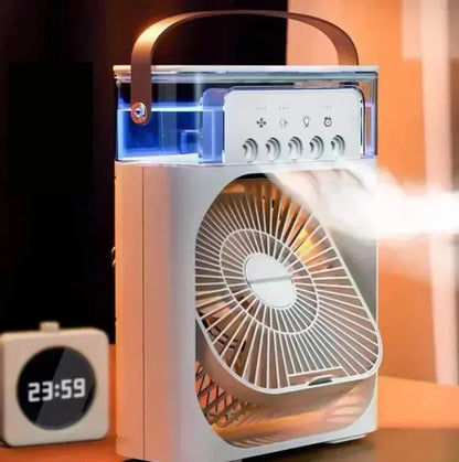 3 in 1 Portable Mini Air Cooler Fan with Ice Water Mist & LED Timer — Beat the Heat!