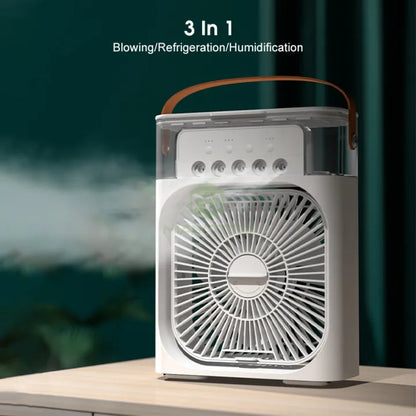 3 in 1 Portable Mini Air Cooler Fan with Ice Water Mist & LED Timer — Beat the Heat!
