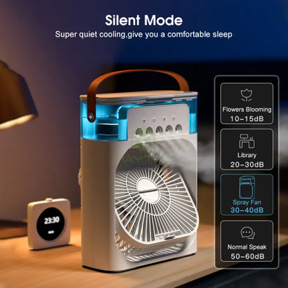 3 in 1 Portable Mini Air Cooler Fan with Ice Water Mist & LED Timer — Beat the Heat!