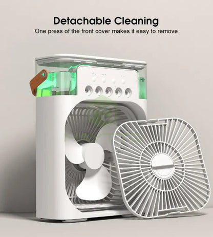 3 in 1 Portable Mini Air Cooler Fan with Ice Water Mist & LED Timer — Beat the Heat!