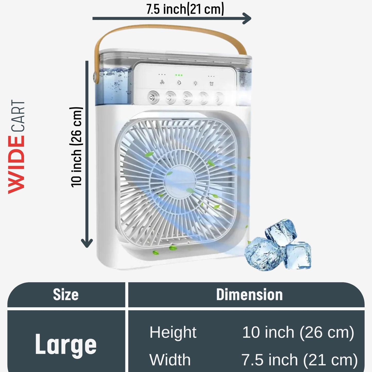 3 in 1 Portable Table Air Conditioner Fan Ice Water Mist Mini Cooler with LED Timer