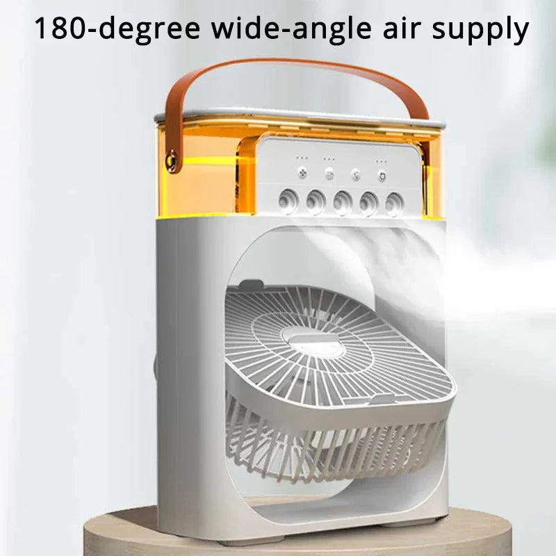 3 in 1 Portable Table Air Conditioner Fan Ice Water Mist Mini Cooler with LED Timer