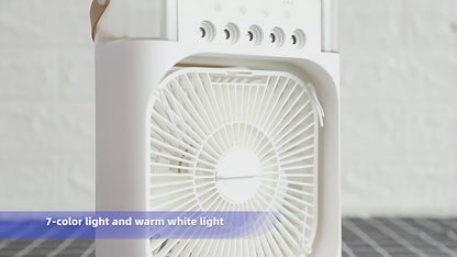 3 in 1 Portable Mini Air Cooler Fan with Ice Water Mist & LED Timer — Beat the Heat!